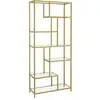 Image de Étagère 6 niveaux style moderne verre acier transparent doré