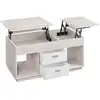 Image de Table basse 2 tiroirs compartiments cachés et ouverts beige avoine