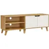 Image de Meuble tv 2 portes longueur 140 cm chêne naturel et blanc crème