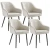 Image de 4 chaises salle à manger velours rembourrées avec accoudoirs beige