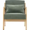 Image de Fauteuil en bois et velours côtelé vert