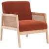 Image de Fauteuil en cannage et tissu bouclé rouille