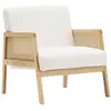 Image de Fauteuil en cannage et tissu bouclé beige