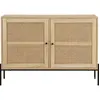 Image de Buffet 2 portes en cannage naturel et effet chêne 110 cm