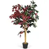 Image de Plante artificielle en pot hauteur 150cm ficus rouge 20 x 20 x 122cm