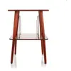 Image de Table en placage paprika avec rangement pour disques vinyle