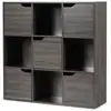 Image de Bibliothèque 9 cases étagère de rangement 5 portes marron 90x29x90 cm