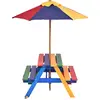 Image de Table d'extérieur pour enfants avec parasol multicolore 89×79×50 cm