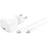 Image de Belkin Chargeur USB-C compact BoostCharge 30W avec câble USB-C vers Lightning - 1 mètre - Blanc