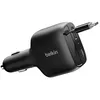 Image de Belkin Chargeur de voiture BoostCharge avec câble rétractable USB-C/USB-A 75W - Noir