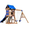 Image de Aire de jeux avec toboggan, balançoires & échelle d'escalade, en bois