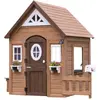 Image de Maisonnette enfant avec fenêtres, en bois, marron/blanc