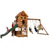 Image de Aire de jeux avec toboggan, balançoire & mur d'escalade, en bois