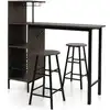 Image de Ensemble table de bar et tabourets 3 pièces marron