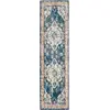 Image de Tapis bohème chic en polypropylène bleu, 66 x 244 cm