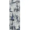 Image de Tapis de couloir abstrait moderne bleu/gris/beige 80x220