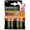 Image de Duracell Rechargeable, lot de 4 piles rechargeables AA 2500mAh