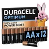 Image de DURACELL AA Optimum Piles Alcalines (Lot de 12) 1.5V, LR06 | +200% D'actifs Power Boost - Pour les Appareils énergivores, Systèmes De Surveillance - 100% Recyclable en occasion ou reconditionné