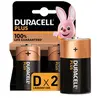 Image de Pack de 2 piles alcalines D Duracell Plus, 1.5V LR20