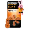 Image de Duracell Pile Bouton Easy Tab 312 Zinc Air 6 Unités One Size