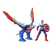 Image de Marvel Mech Strike Mechasaurs, figurine Captain America de 10 cm avec Redwing Mechasaur, jouet de super-héros