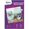 Image de 8 autocollants blancs mats - enlevables sans trace - A4 -Jet d'encre
