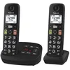 Image de Panasonic KX-TGU132EXB Téléphone Numérique sans Fil avec Répondeur, Unité de Base et 2 Combinés, Écran LCD, Grosses Touches, Appel Favori, Compatible avec Les Appareils Auditifs, Noir en occasion ou reconditionné