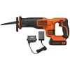 Image de BLACK+DECKER BDCR18-QW Scie sabre sans fil - Débattement : 22 mm - Lame de 15 cm - 1 lame, 18V, Orange, 1 batterie en occasion ou reconditionné
