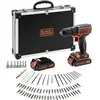 Image de Black+Decker Perceuse Visseuse Sans Fil 18 V Li-Ion Avec Chargeur Bdcdc18Bafc-Qw Avec 80 Accessoires, 2 Batteries 1,5 Ah, 1 Coffret