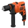 Image de Perceuse à percussion filaire - 500W - BLACK+DECKER - avec poignée latérale - coffret - BEH200K-QS