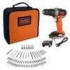 Image de Perceuse visseuse à percussion sans fil 12 V + 80 accessoires + 1 batterie 1,5 Ah + 1 sac de transport - BLACK+DECKER - BDCHD12S1A-QW