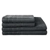 Image de LOVELY HOME Lot de 2 serviettes + 2 draps de douche 100% coton - 50x100 cm / 70x140 cm - Gris anthracite