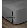 Image de Drap Housse 100% Coton 140x190cm - Bonnet 35cm - Gris fonce