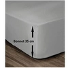 Image de Drap Housse 100% Coton 180x200cm - Bonnet 35cm - Gris clair