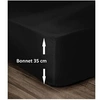 Image de Drap Housse 100% Coton 180x200cm - Bonnet 35cm - Noir