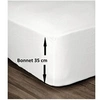 Image de Drap Housse 100% Coton 180x200cm - Bonnet 35cm - Blanc