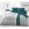 Image de Parure de couette Microfibre ETHNO 220x240cm et 2 taies doreillers 63x63cm Bleu Canard