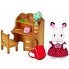 Image de Figurine Fillette Lapin Chocolat 7 cm + Bureau et Accessoires