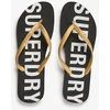 Image de Superdry Femme Logo En Relief Code Essential Tongs, Noir & Doré, Pointure: S