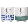 Image de KitchenCraft - Set de 2 Pots de Fleurs pour Petites Plantes d'Intérieur, Dolomite, Motif Visage Bleu Tacheté/Vert, 10 x 10 x 11 cm en occasion ou reconditionné