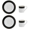 Image de Mikasa Miksa Luxe Deco Set de tasses à espresso et soucoupes en Chine, 2x tasses à espresso et soucoupes avec motif à rayures, tasses à café de 100ml - Emballage cadeau et lavable au lave-vaisselle en occasion ou reconditionné