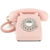 Image de GPO 746 Téléphone fixe rétro de style années 1970 à cadran rotatif - Cordon extansible, sonnerie authentique - Rose en occasion ou reconditionné