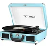 Image de Tourne-disque portable Victrola Journey - Platine Bluetooth 5.0 avec 3 vitesses, haut-parleurs stéréo intégrés, prise auxiliaire 3,5 mm, Turquoise (VSC-550BT) en occasion ou reconditionné