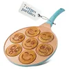 Image de Joeji's Kitchen Poêle à Crêpe Pancakes Blinis avec Smileys - 7 trous en Aluminium Antiadhésif - Poele a Crepe induction ou gaz de 26,5 cm - Poêle à Frire Mini oeufs pour les Enfants - Bleu en occasion ou reconditionné