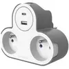 Image de Biplite 16A 2 prises sans fusible + chargeur USB à 2 prises 3,4A type A et C blanc mat