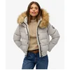 Image de Superdry Femme Veste Bomber Everest à Capuche Coupe Ajustée Gris Clair Taille: 42