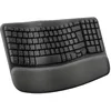 Image de Logitech Wave Keys - Clavier Ergonomique sans Fil, Repose-Poignets rembourré, Frappe Naturelle econfortable, Easy-Switch, Bluetooth, récepteur Logi Bolt,Multi-SE,Windows/Mac, Français AZERTY-Graphite en occasion ou reconditionné