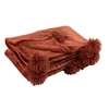 Image de Plaid Déco à Pompons "Polyes" 130x170cm Marsala