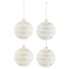 Image de Lot de 4 Boules de Noël "Xmas" 10cm Blanc & Argent