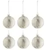 Image de Lot de 6 boules de noël motif marbre blanc et argent - Diamètre 8 cm